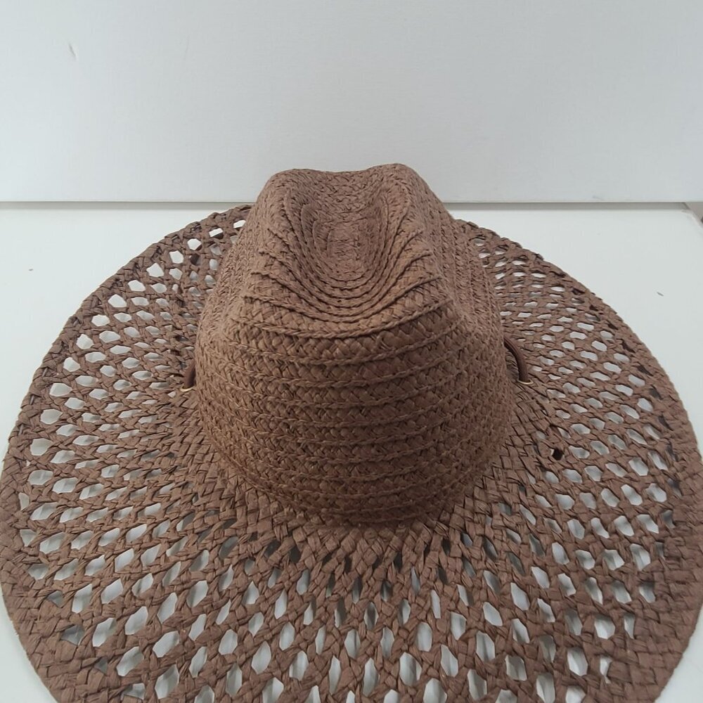 Universal Thread NWT Paper Hand Woven Braided Rancher Hat Open Hole Pattern Boho - Picture 3 of 9